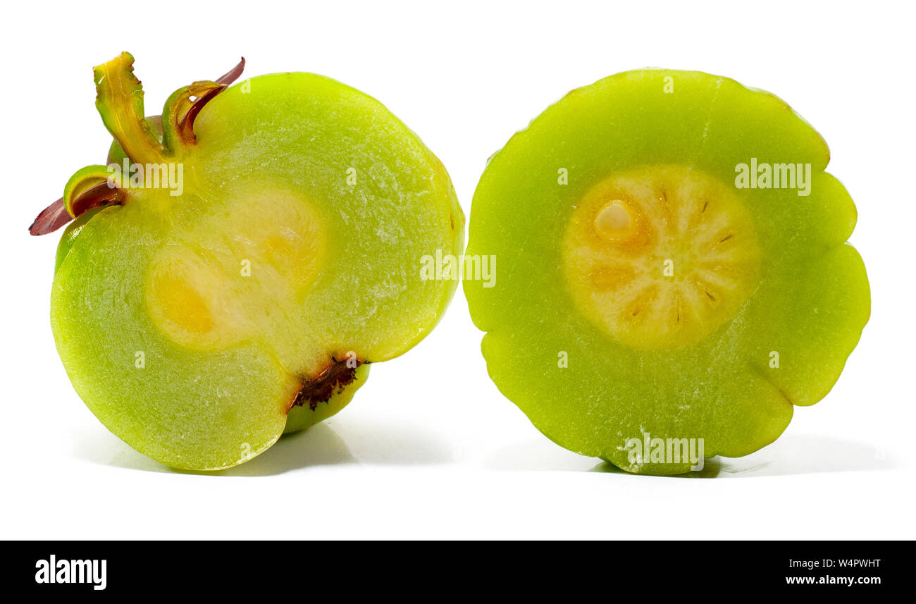 Garcinia atroviridis fruit isolated on white background Stock Photo