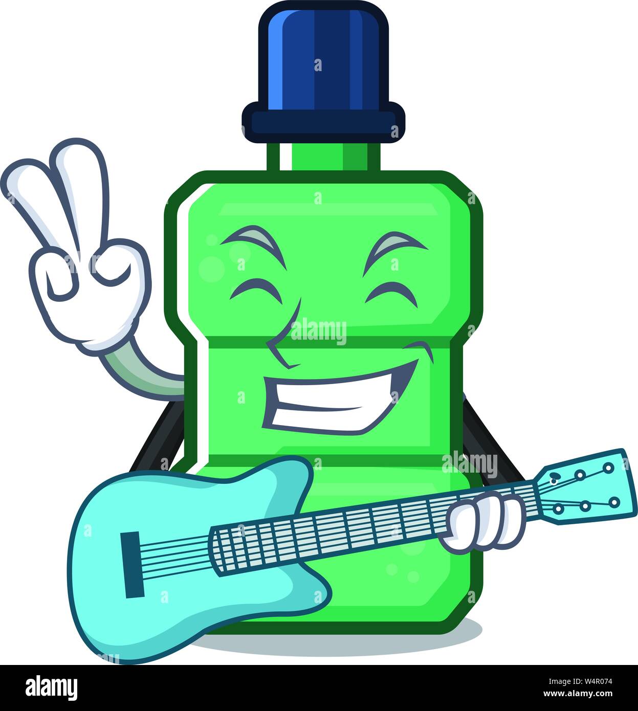 With guitar mouthwash in the a character shape vector illustration