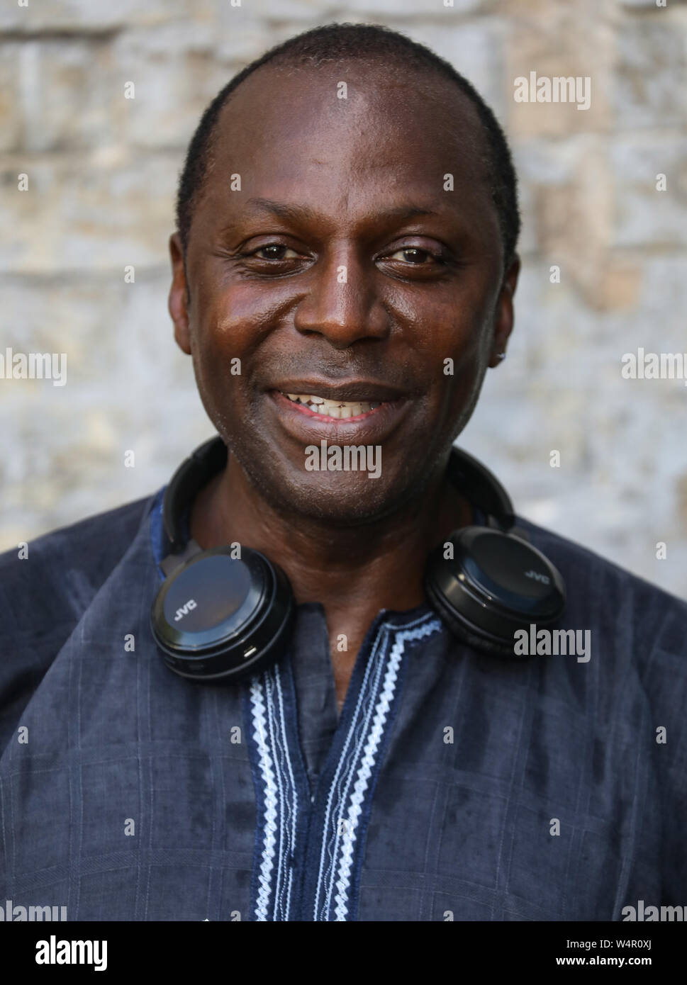 London, UK. 24th July, 2019. Cyril Nri attending the opening night of Barber Shop Chronicles at the Roundhouse in London Credit: SOPA Images Limited/Alamy Live News Stock Photo
