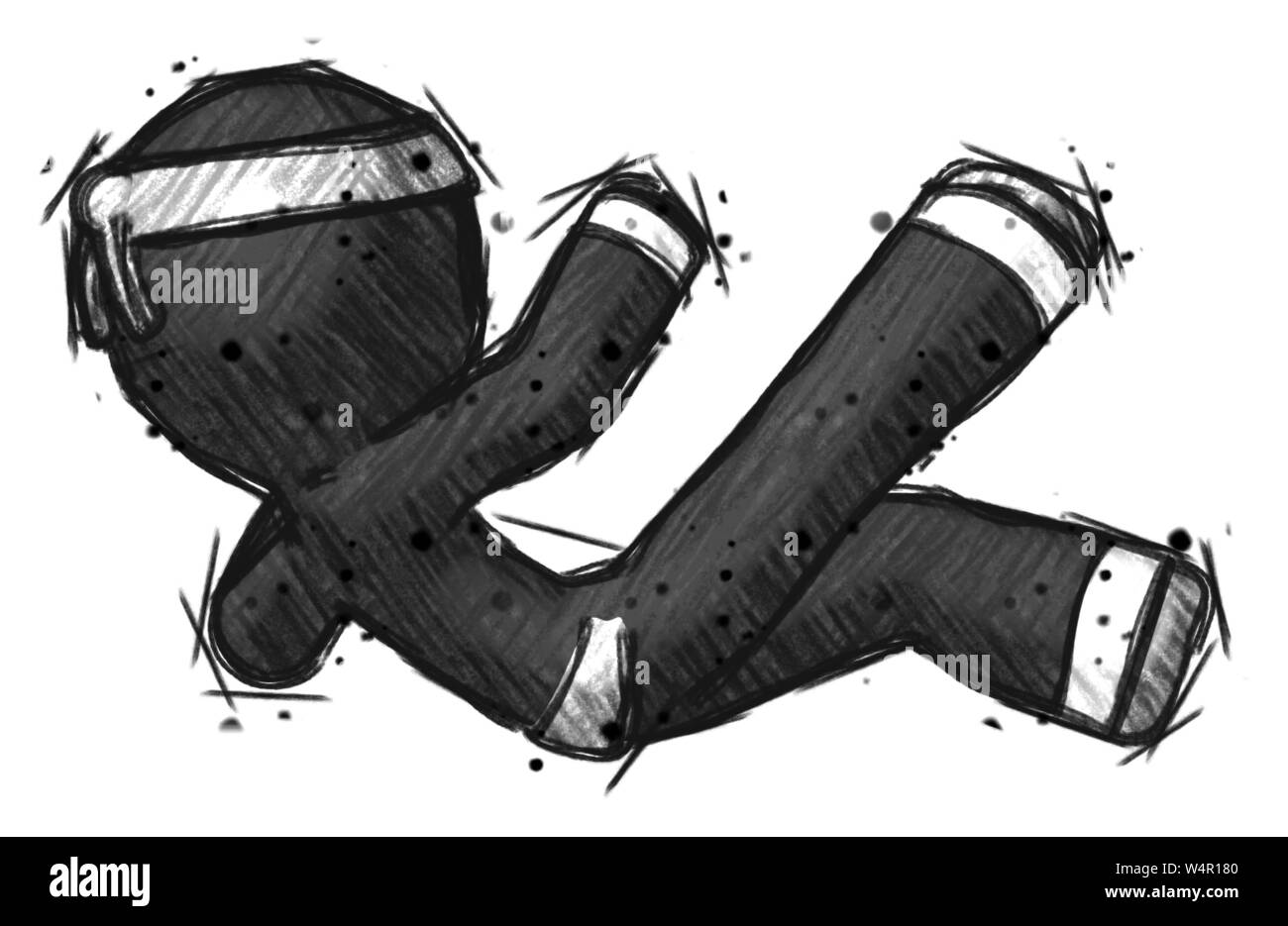 photo How To Draw Someone Falling Backwards https www alamy com sketch ninja warrior man falling backwards image261120048 html
