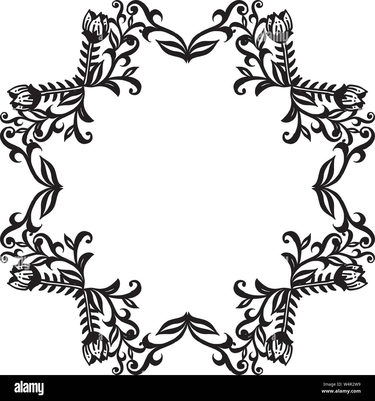 Black and white floral pattern design, for decoration greeting card ...