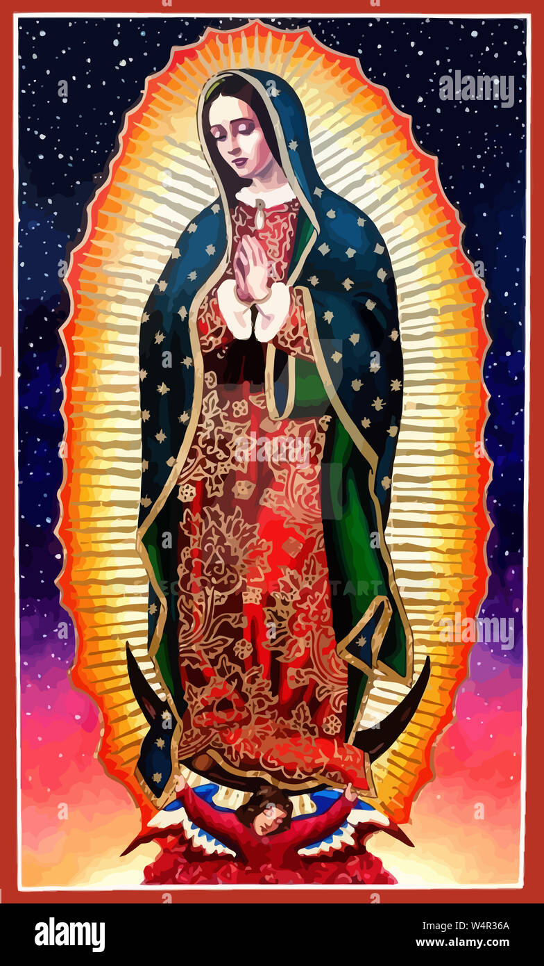 lady of guadalupe mexico saint holy faith illustration religious