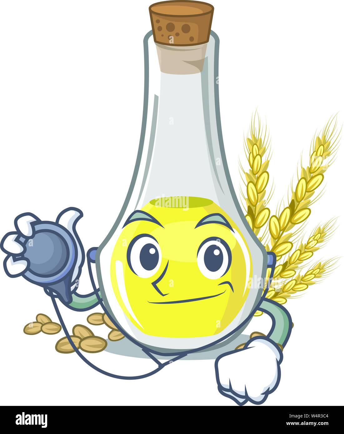 Doctor wheat germ oil with isolated character vector illustration Stock Vector
