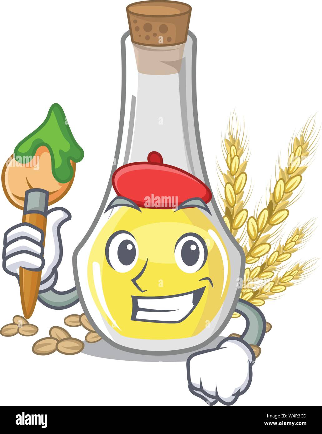 Artist wheat germ oil with isolated character vector illustration Stock Vector