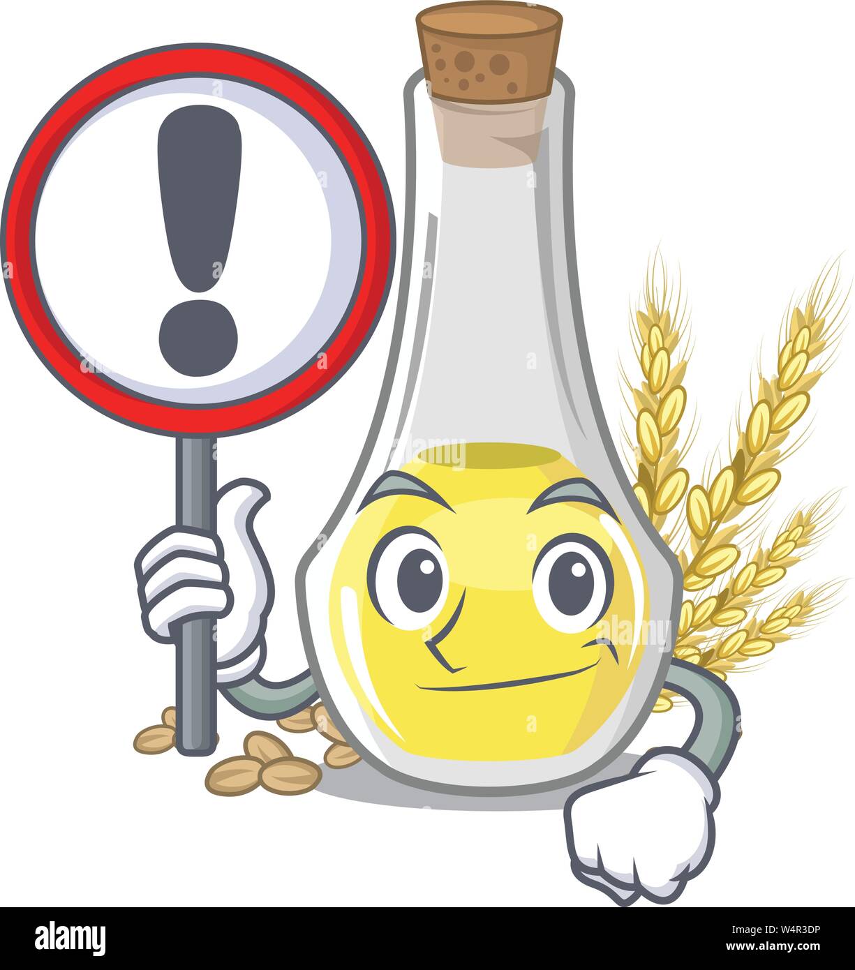 With sign wheat germ oil with isolated character vector illustration Stock Vector