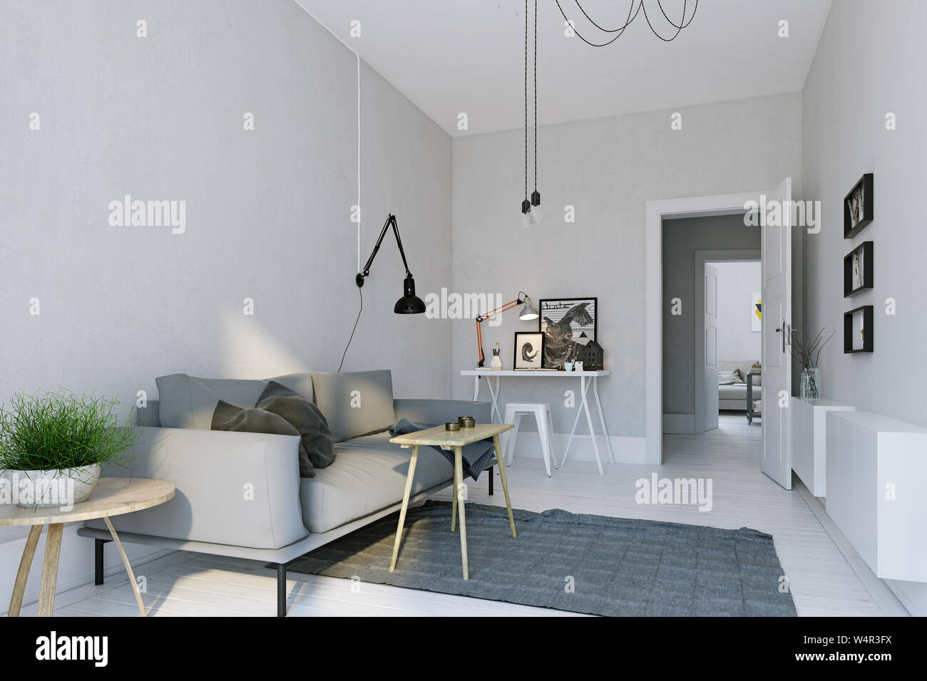 modern living interior design. 3d rendering concept Stock Photo - Alamy