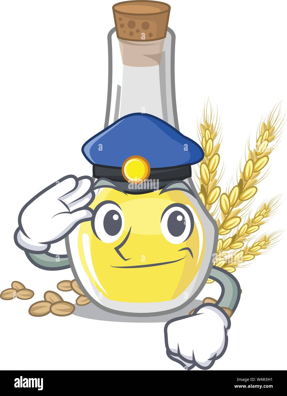 Police wheat germ oil with isolated character vector illustration Stock Vector