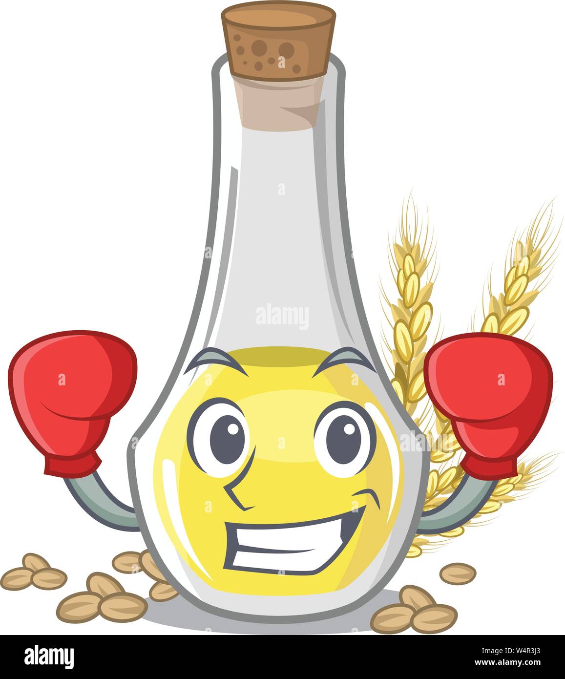 Boxing wheat germ oil with isolated character vector illustration Stock Vector