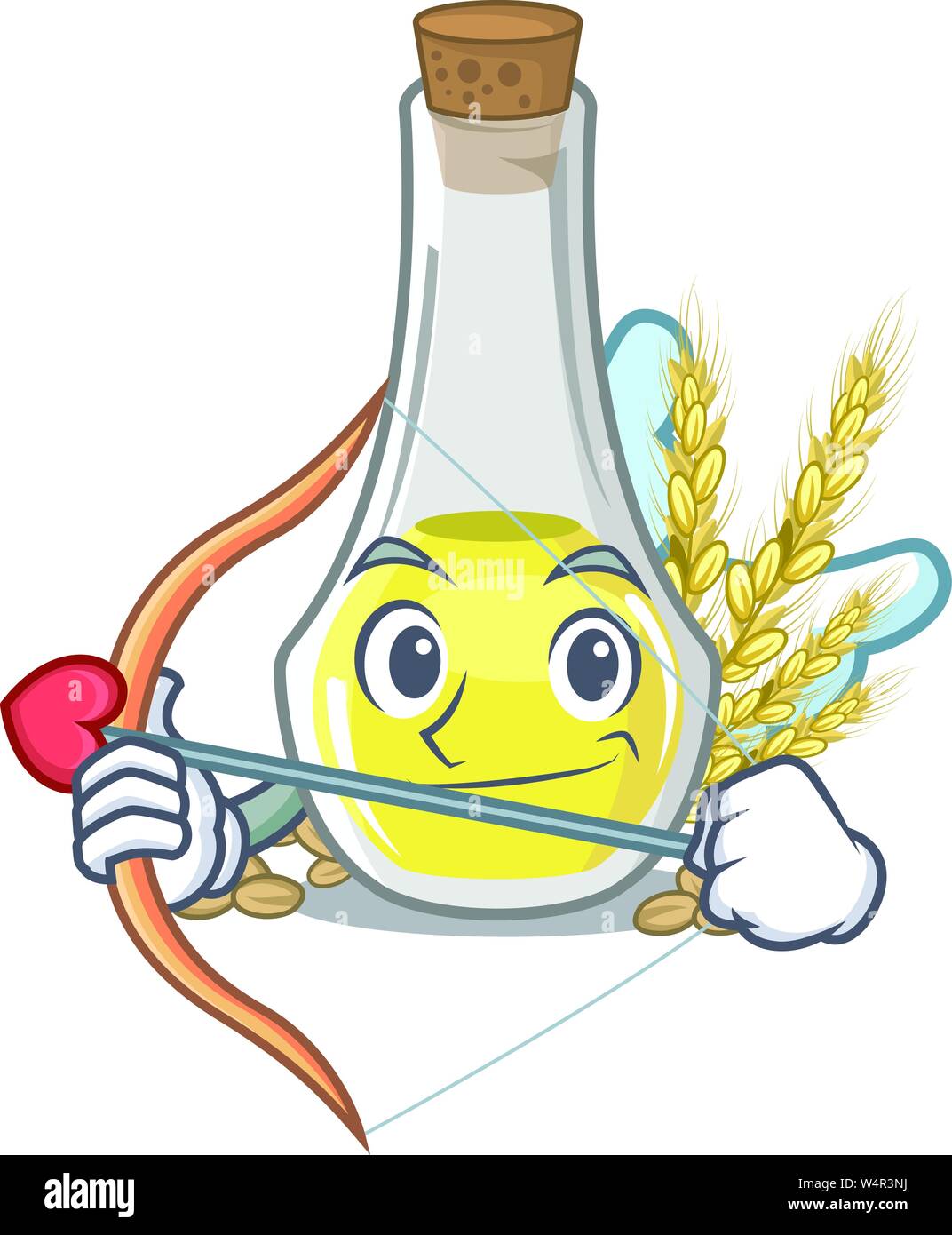 Cupid wheat germ oil with isolated character vector illustration Stock Vector