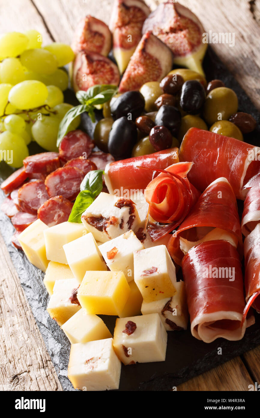Antipasti platter different meat cheese hires stock photography and