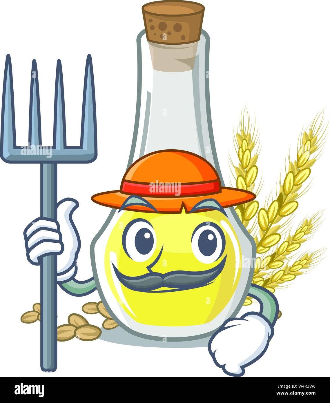 Farmer wheat germ oil with isolated character vector illustration Stock Vector