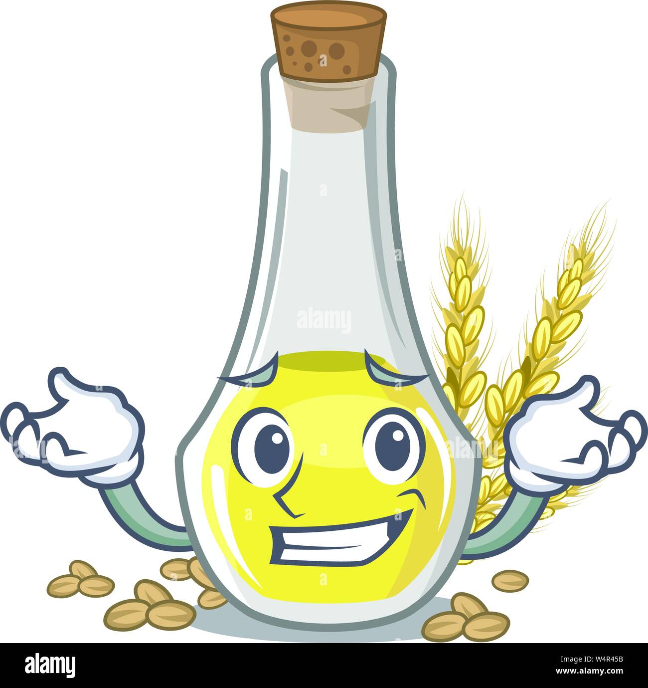 Grinning wheat germ oil the mascot shape vector illustration Stock Vector