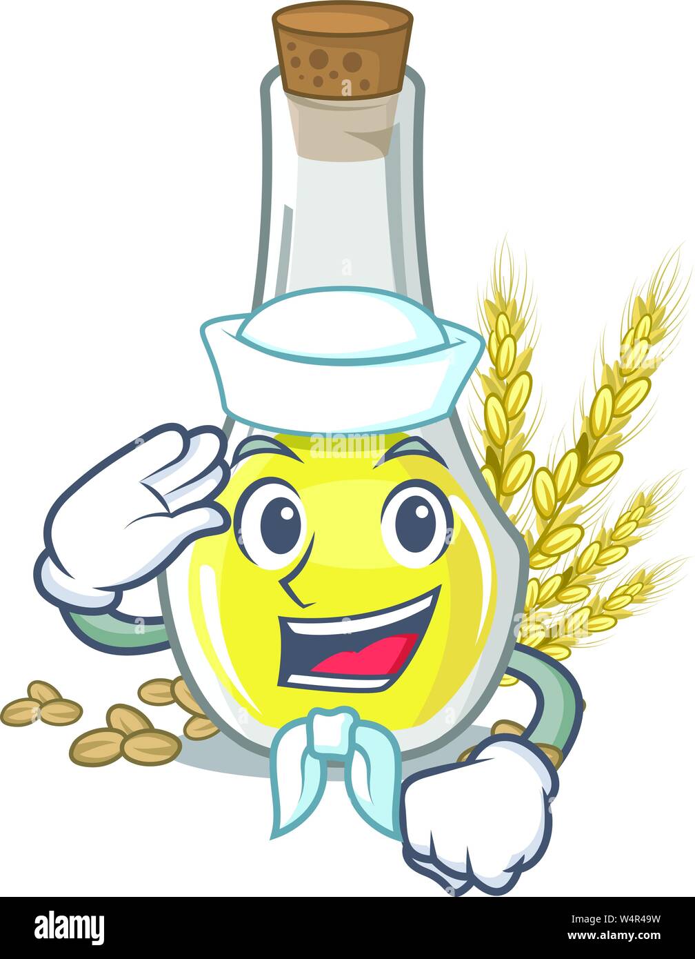 Sailor wheat germ oil with isolated character vector illustration Stock Vector