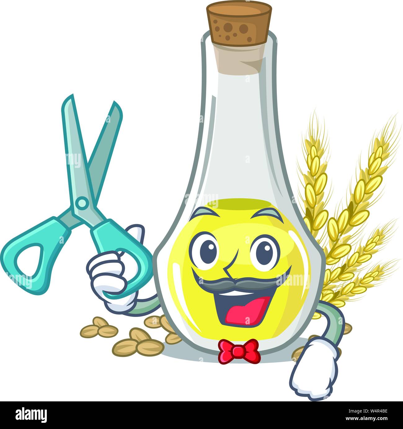 Barber wheat germ oil with isolated character vector illustration Stock Vector