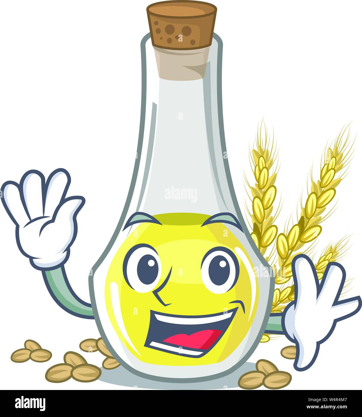 Waving wheat germ oil the mascot shape vector illustration Stock Vector