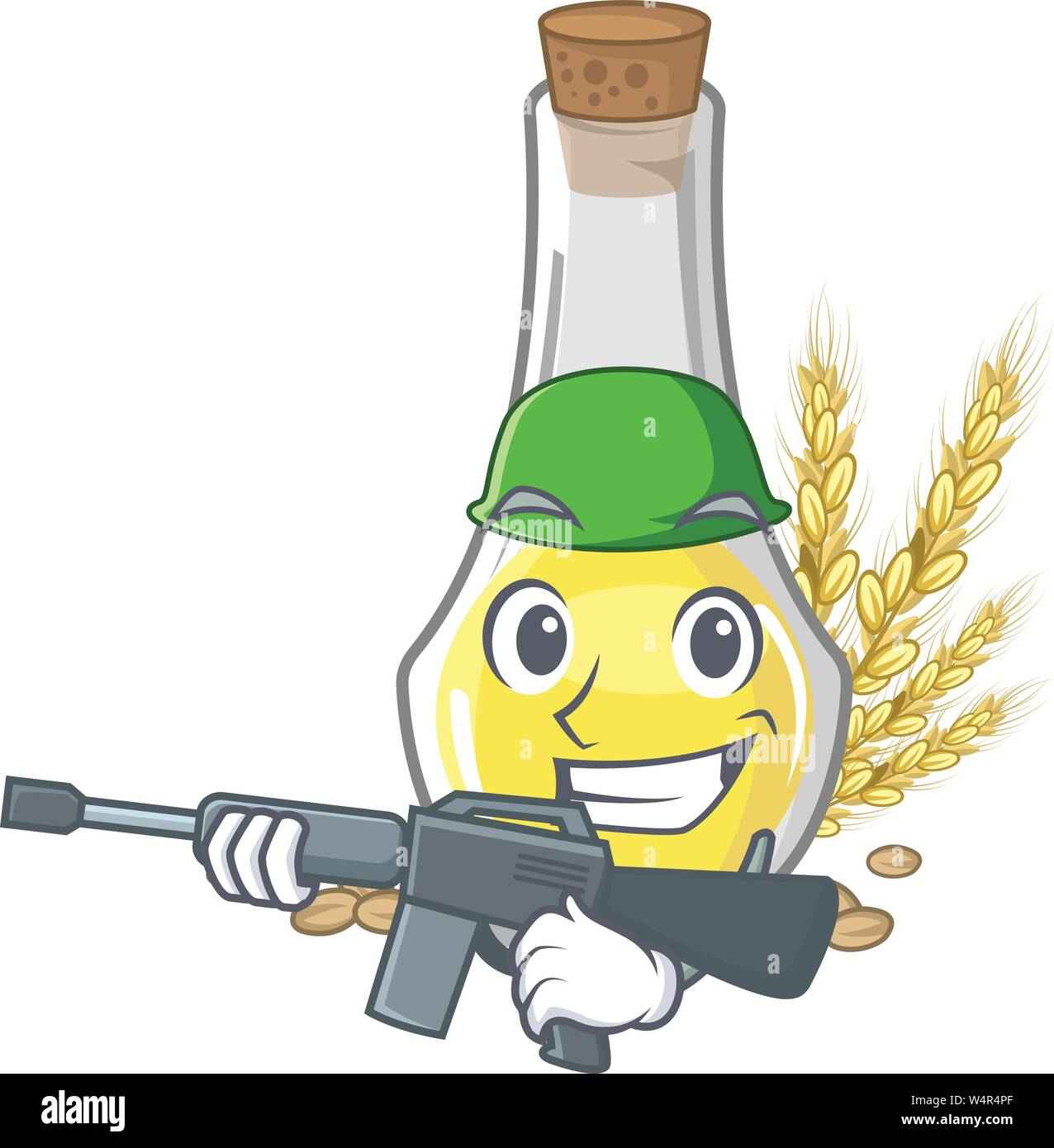 Army wheat germ oil with isolated character vector illustration Stock Vector