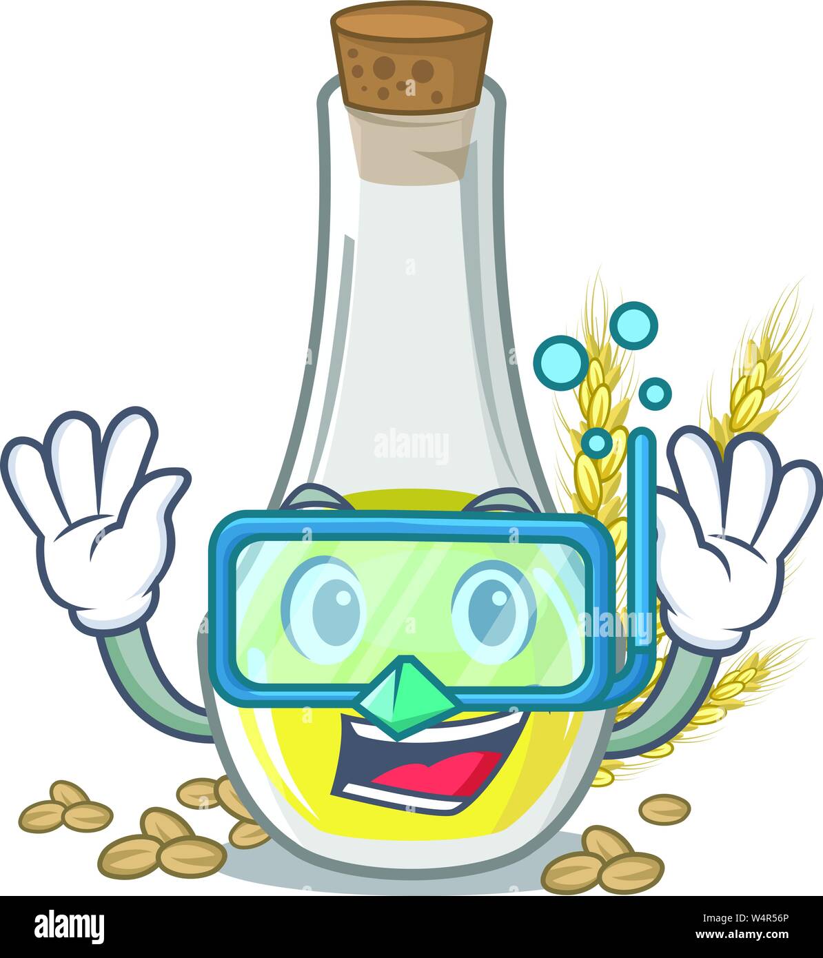 Diving wheat germ oil the mascot shape vector illustration Stock Vector