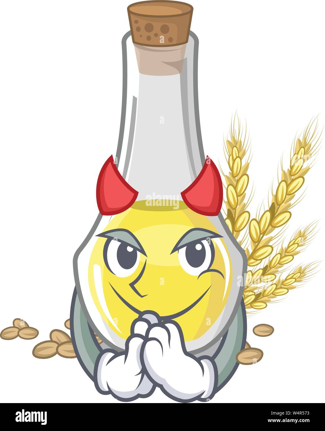 Devil wheat germ oil in a cartoon vector illustration Stock Vector