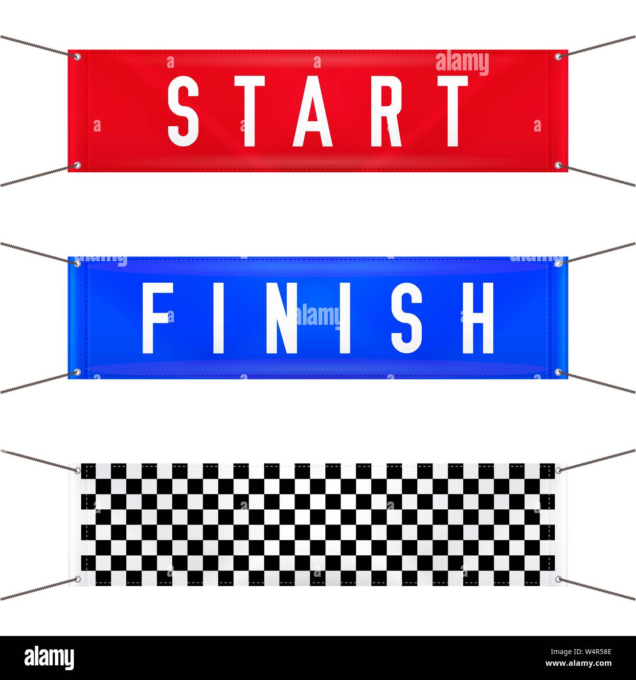 Start and Finish Hanging Banners. Vector Illustration Stock Vector