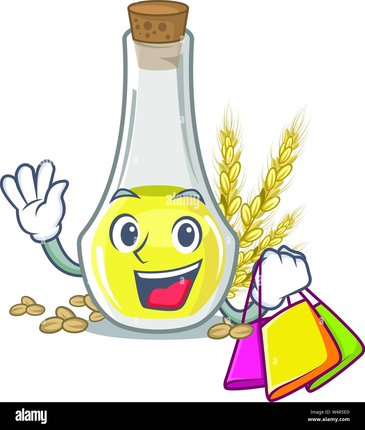 Shopping wheat germ oil the mascot shape vector illustration Stock Vector