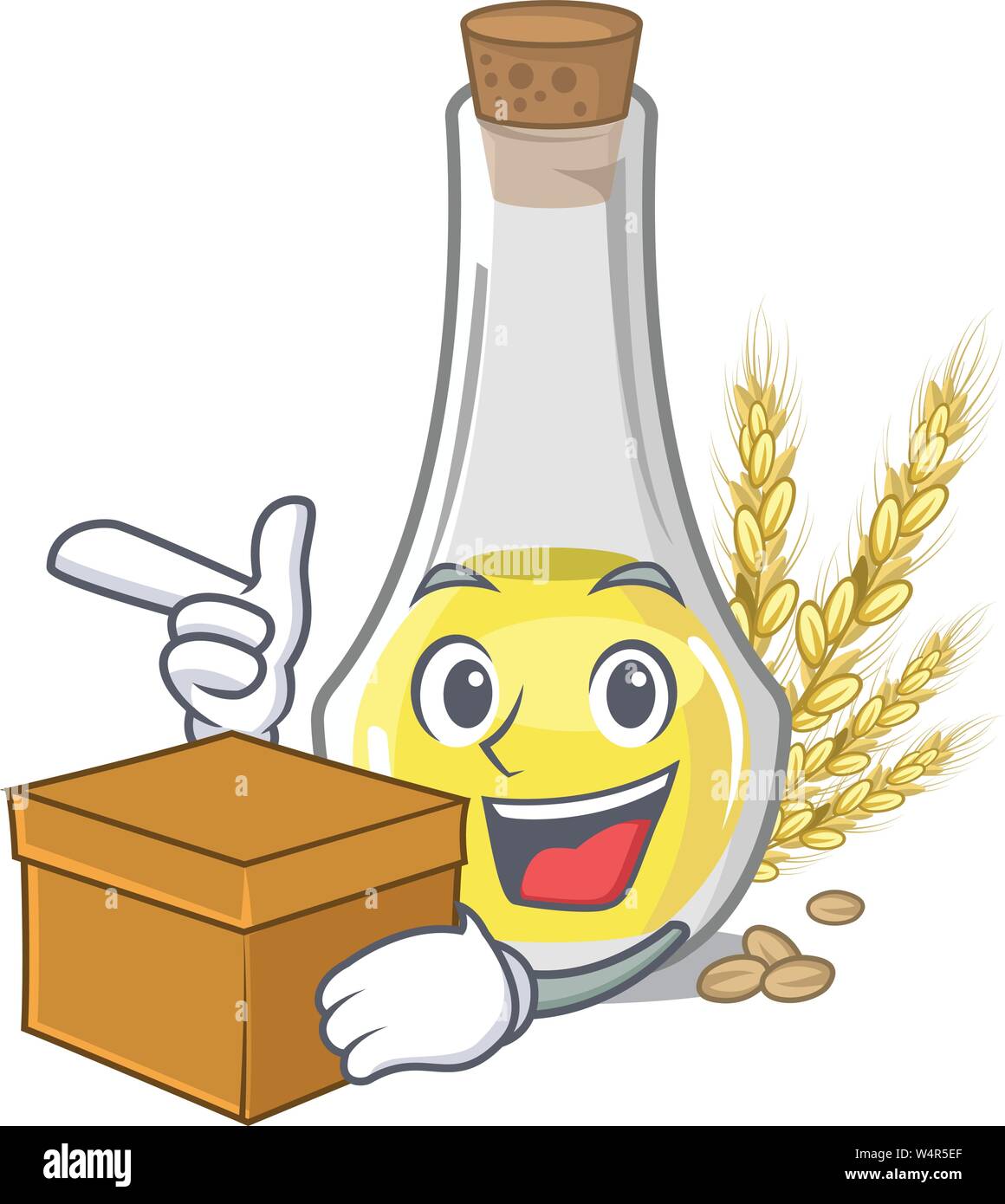 With box wheat germ oil the mascot shape vector illustration Stock Vector