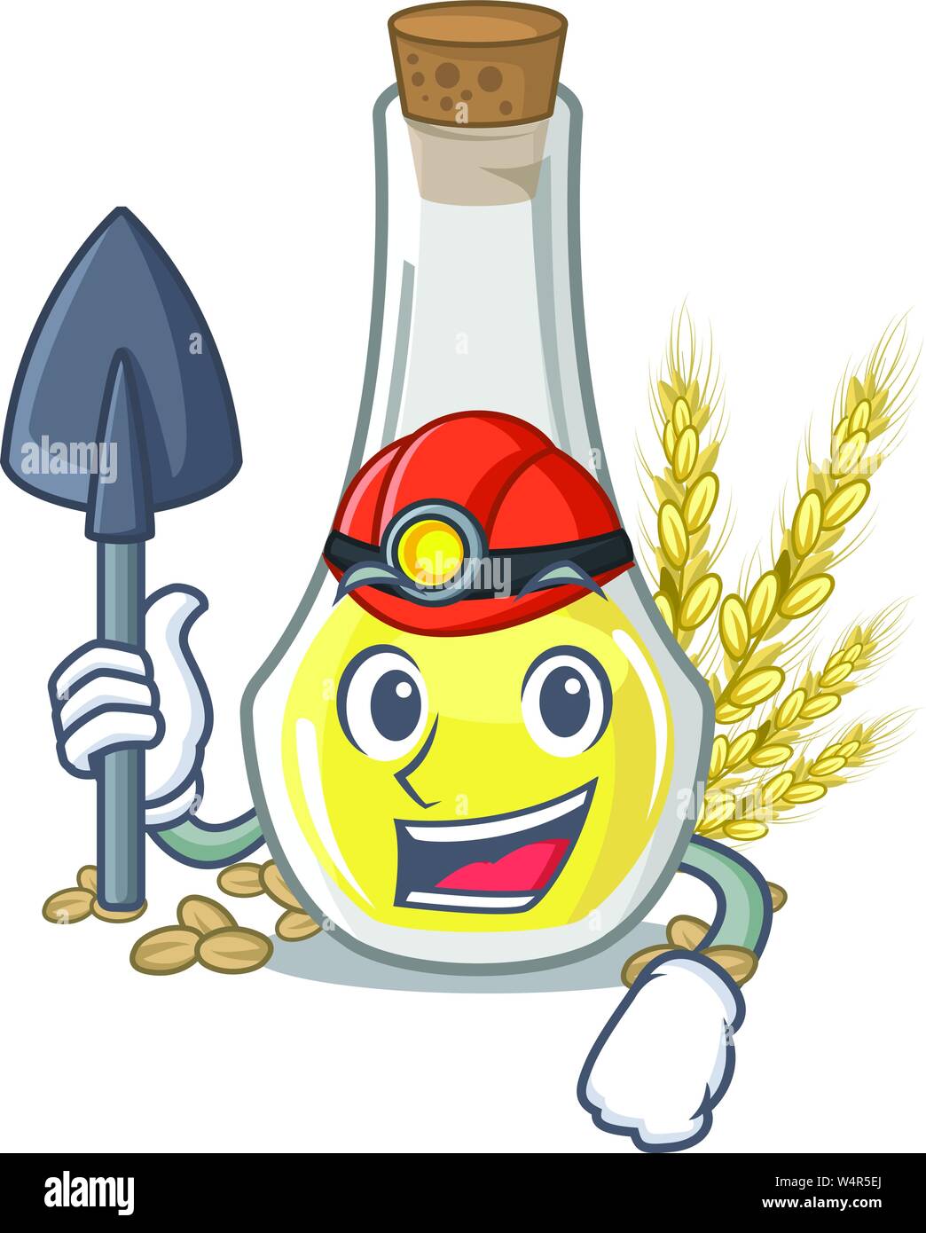Miner wheat germ oil in a cartoon vector illustration Stock Vector