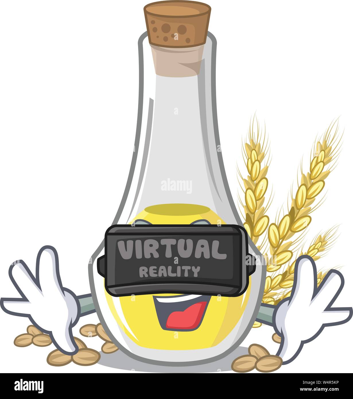 Virtual reality wheat germ oil in a cartoon vector illustration Stock Vector