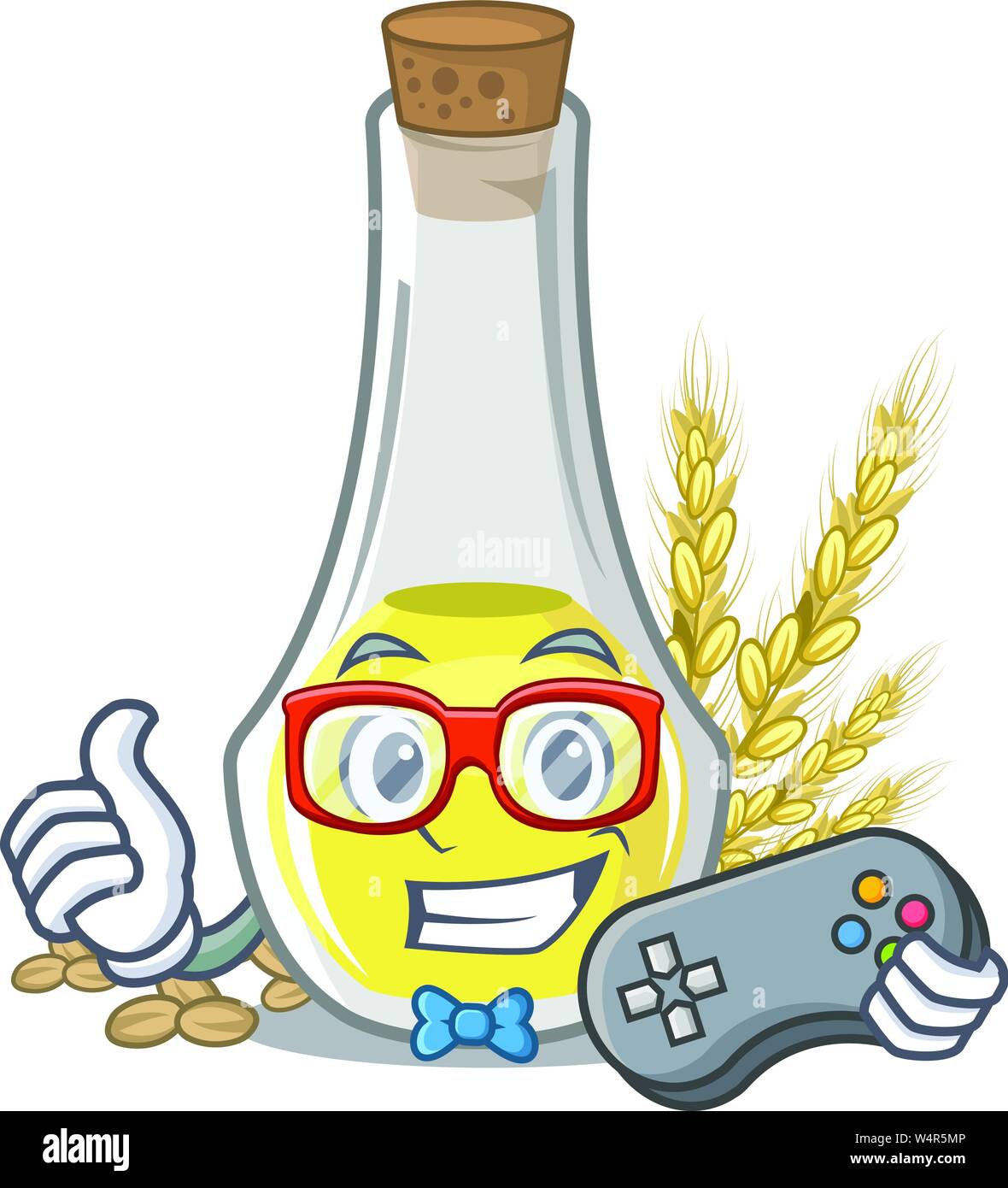 Gamer wheat germ oil in a cartoon vector illustration Stock Vector