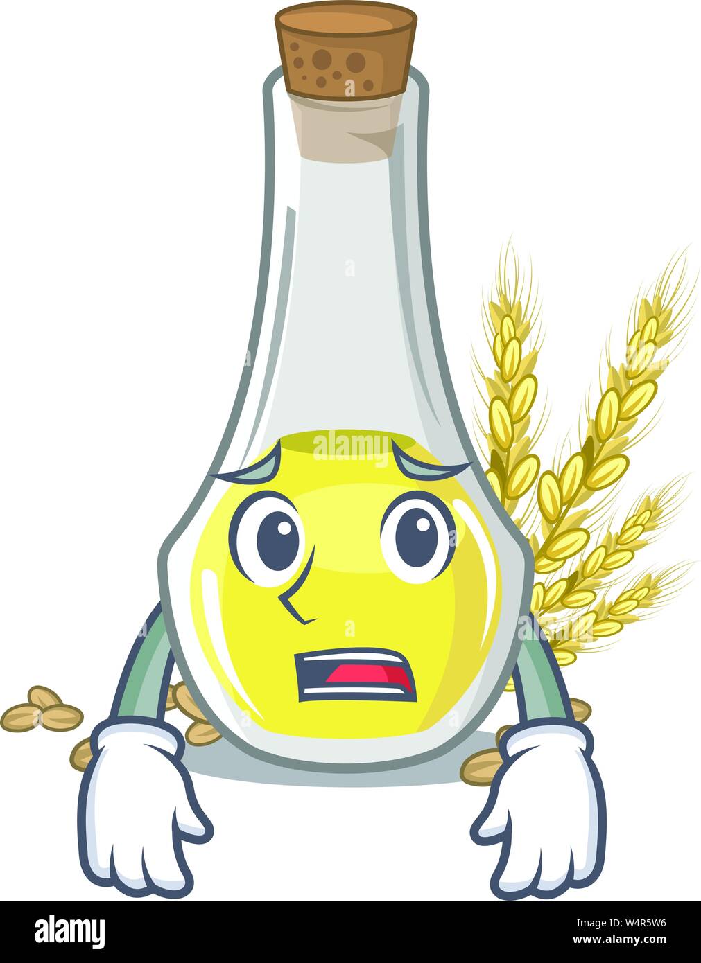 Afraid wheat germ oil in a cartoon vector illustration Stock Vector