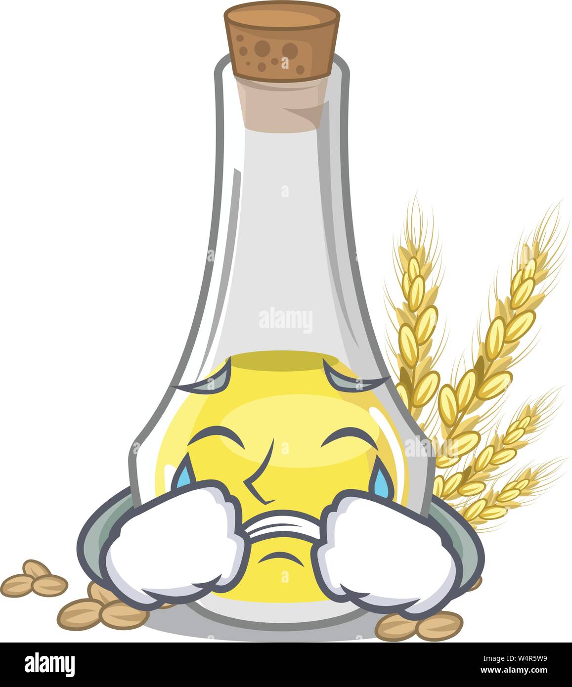 Crying wheat germ oil in a cartoon vector illustration Stock Vector