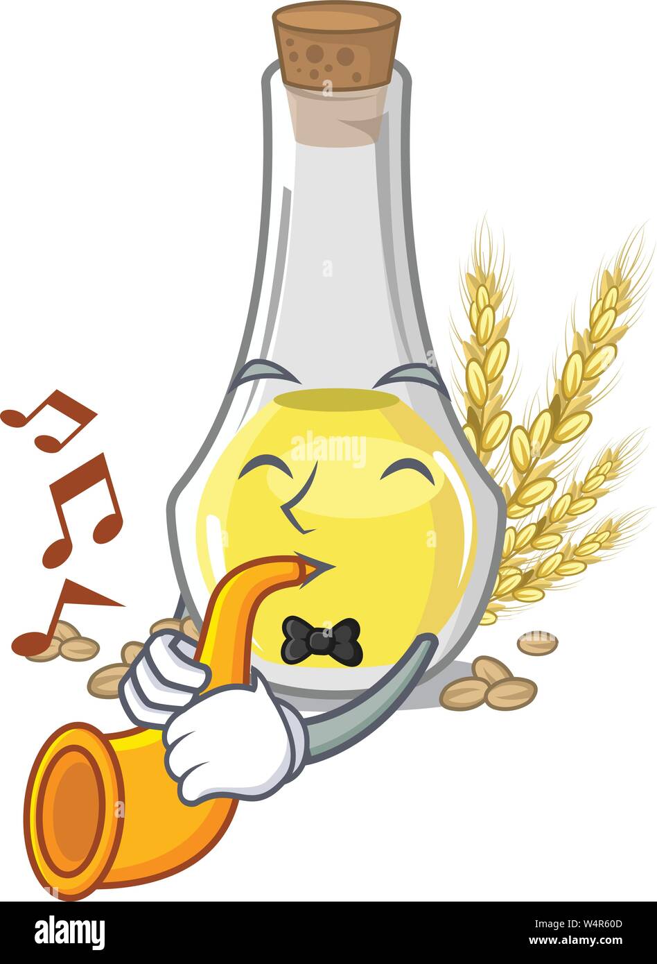 With trumpet wheat germ oil in a cartoon vector illustration Stock Vector