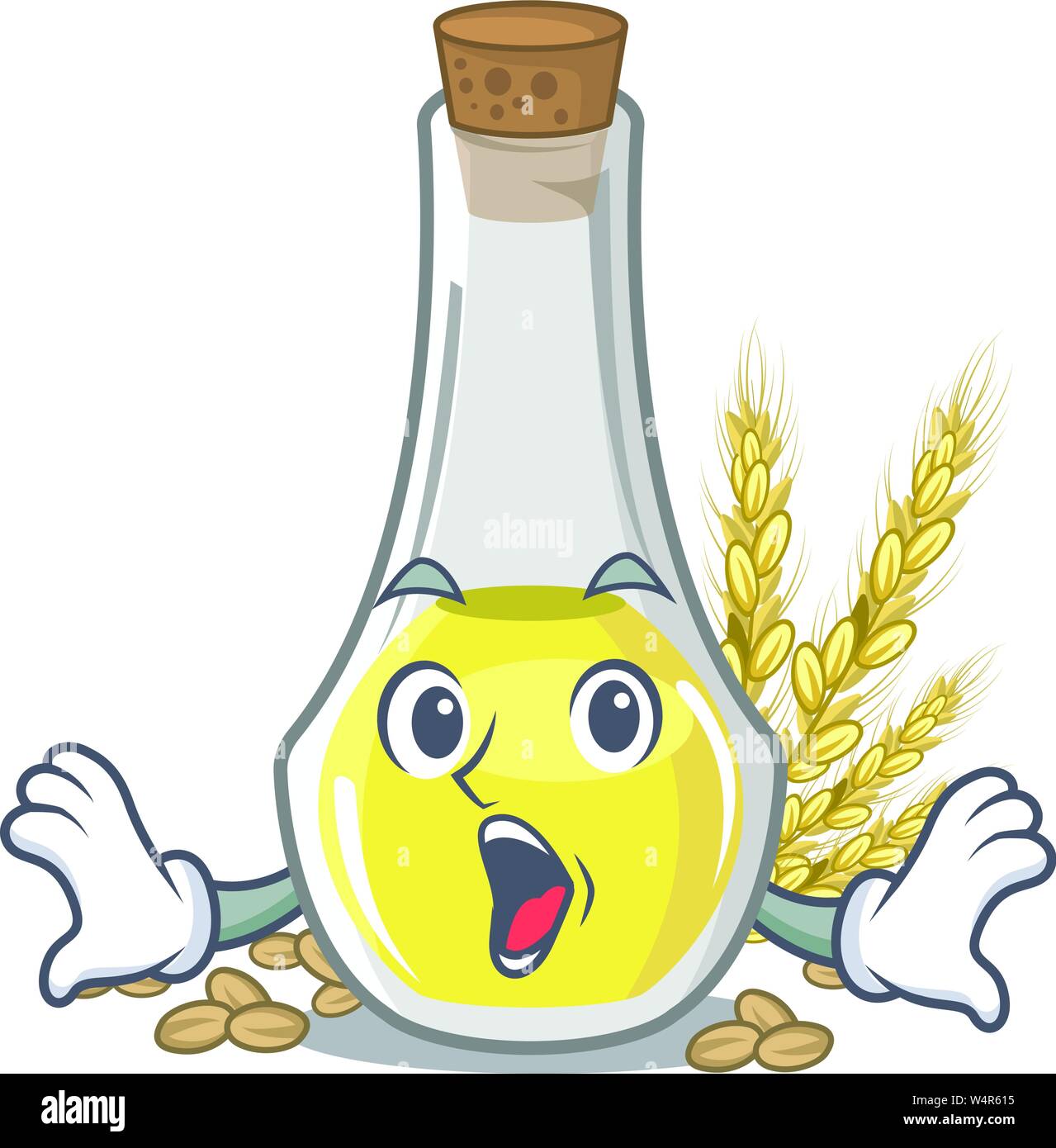 Surprised wheat germ oil in a cartoon vector illustration Stock Vector