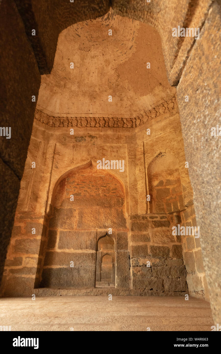 Inner architectural chambers of Elephant Stable inside Zanana enclosure at Hampi from 14th century Vijayanagara kingdom at Hampi, Karnataka,India Stock Photo