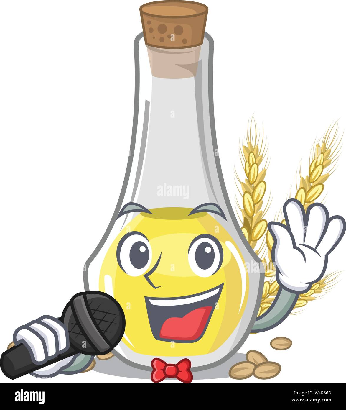 Singing wheat germ oil in a cartoon vector illustration Stock Vector