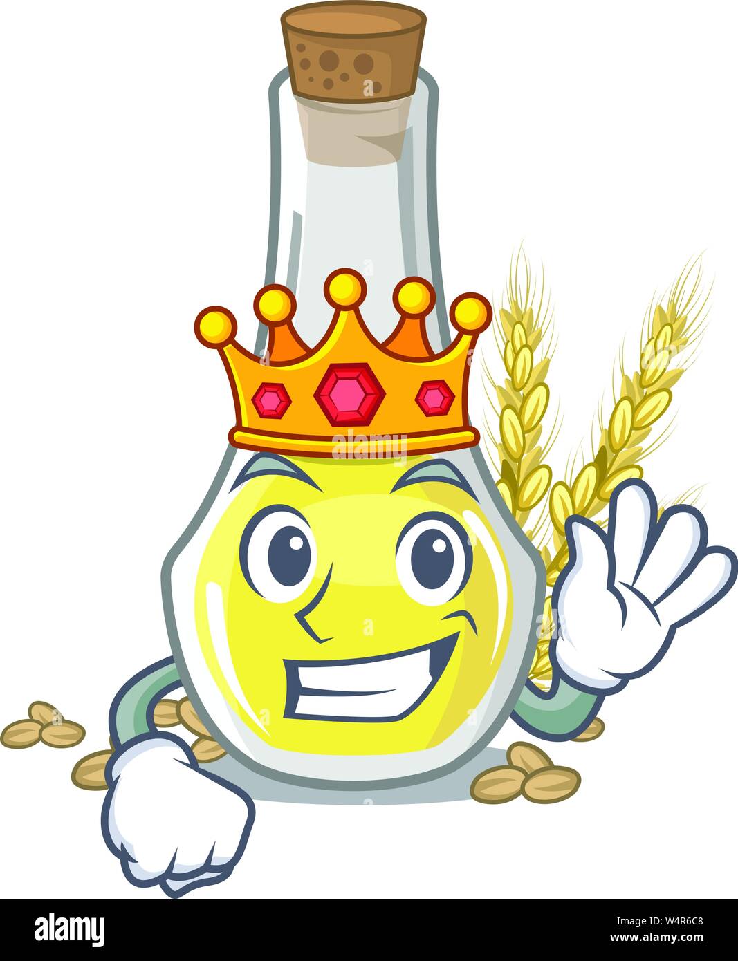 King wheat germ oil at cartoon table vector illustration Stock Vector