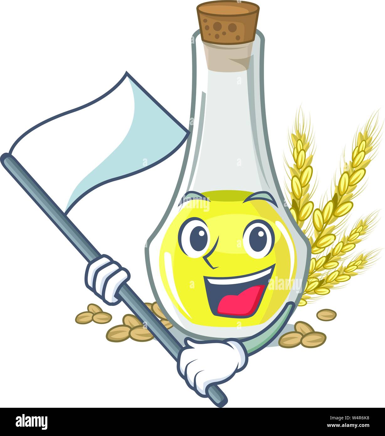 With flag wheat germ oil at cartoon table vector illustration Stock Vector