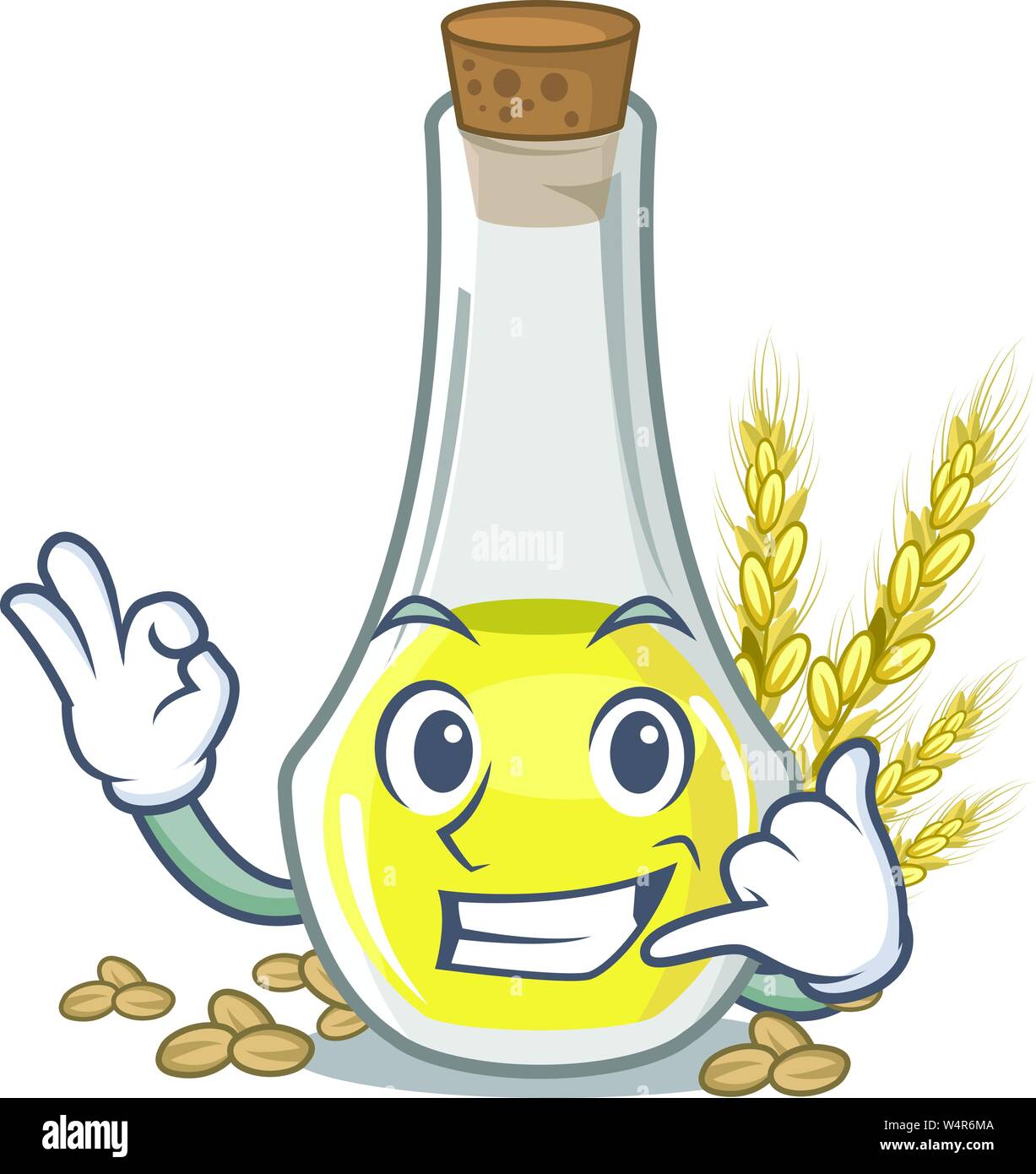 Call me wheat germ oil at cartoon table vector illustration Stock Vector