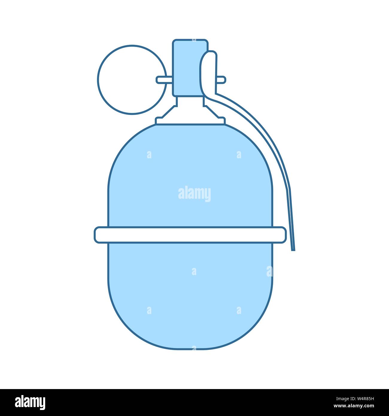 Attack Grenade Icon. Thin Line With Blue Fill Design. Vector Illustration. Stock Vector