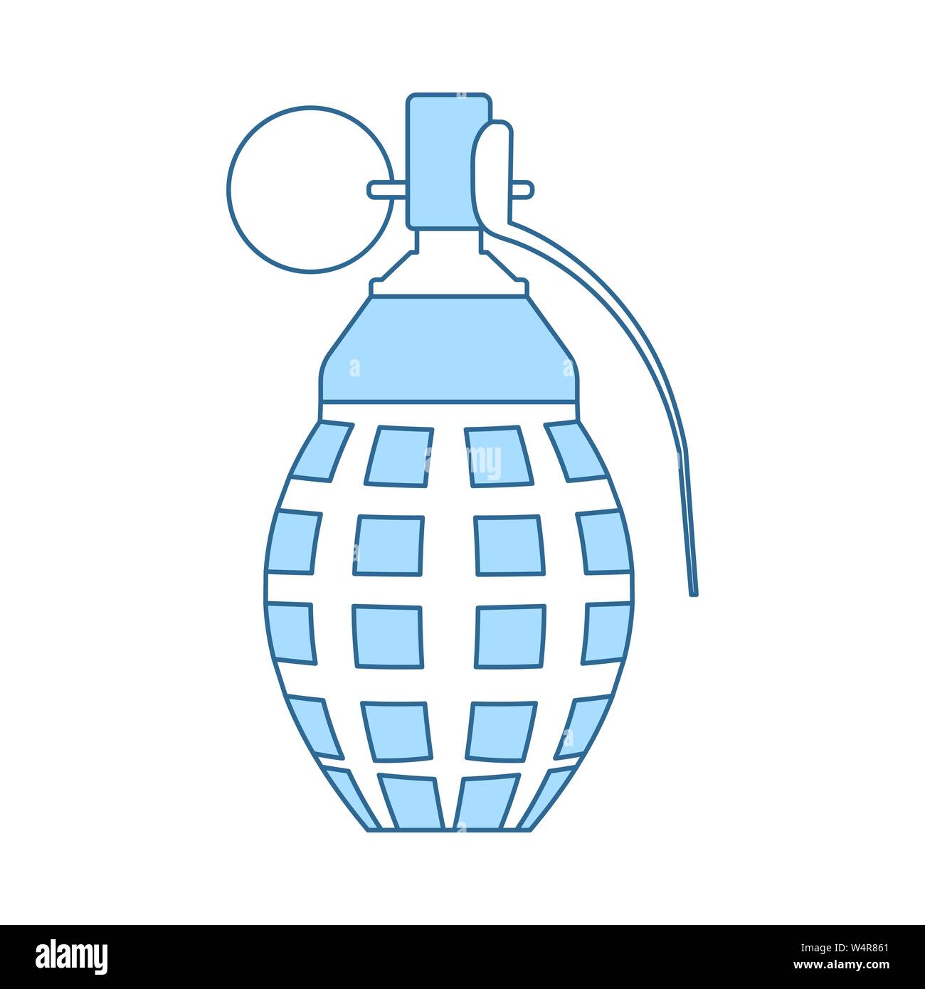 Defensive Grenade Icon. Thin Line With Blue Fill Design. Vector Illustration. Stock Vector