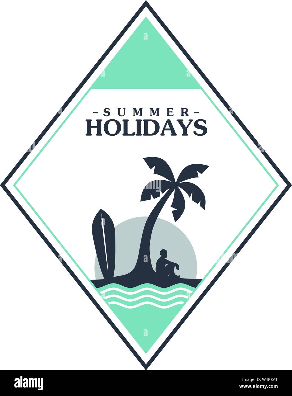 beach vacation summer holiday tropic island sticker badge vector art ...