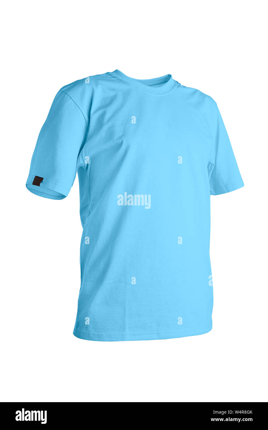 Sky blue t-shirt isolated on white background Stock Photo - Alamy