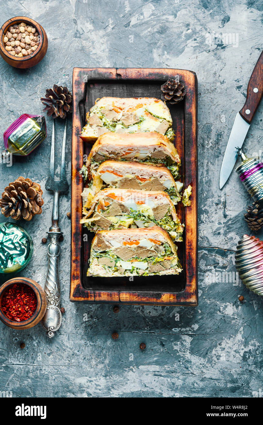 Christmas French terrine made from liver and eggs Stock Photo Alamy