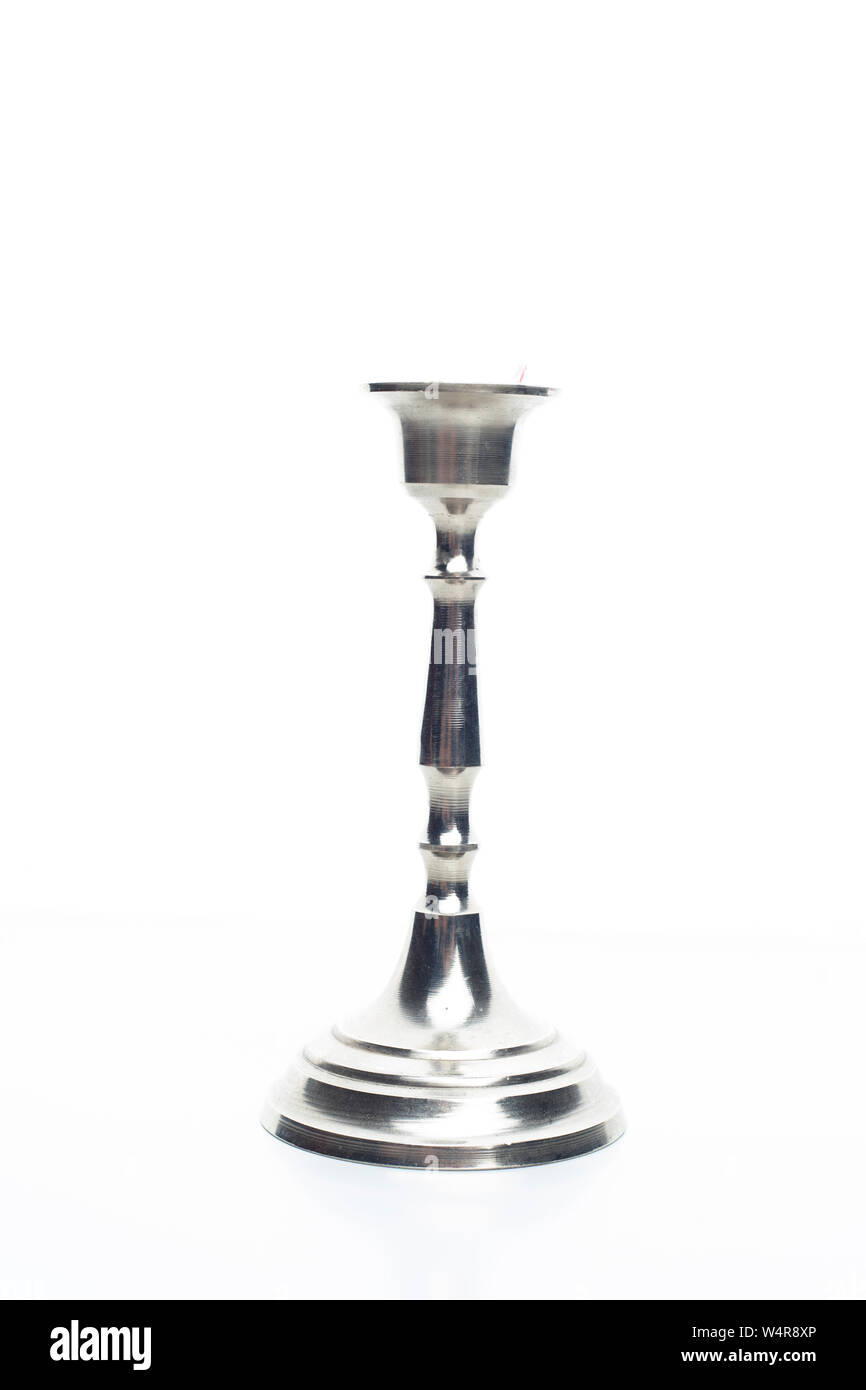 Gold antique candle holder solated on white background Stock Photo - Alamy