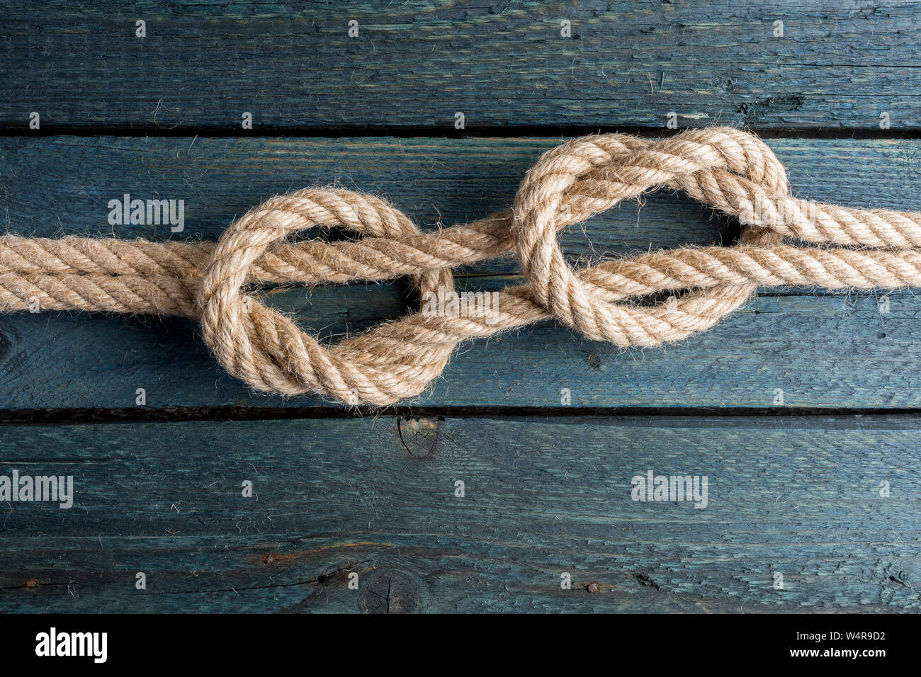 Fisherman's Knot. Rope node. Stock Photo