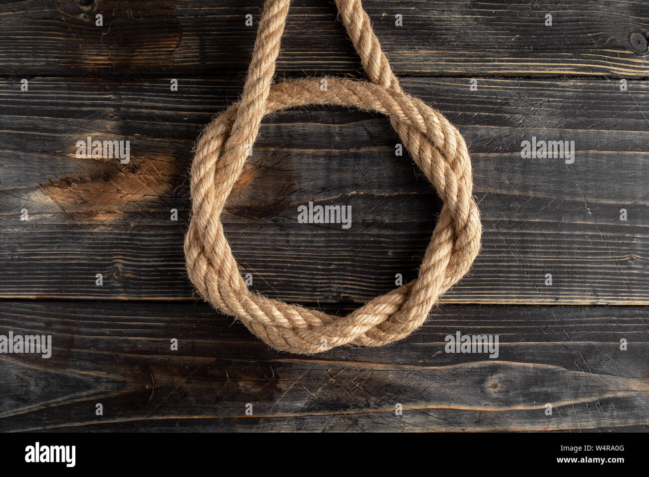 Triple Overhand Knot. Rope node Stock Photo