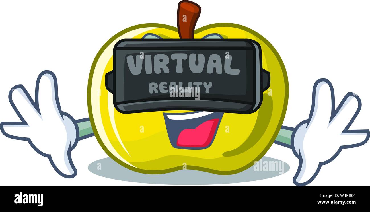 Virtual reality yellow apple isolated with the mascot vector ...