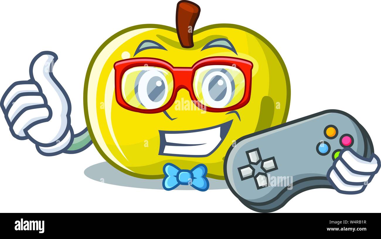 Gamer yellow apple isolated with the mascot vector illustration Stock ...