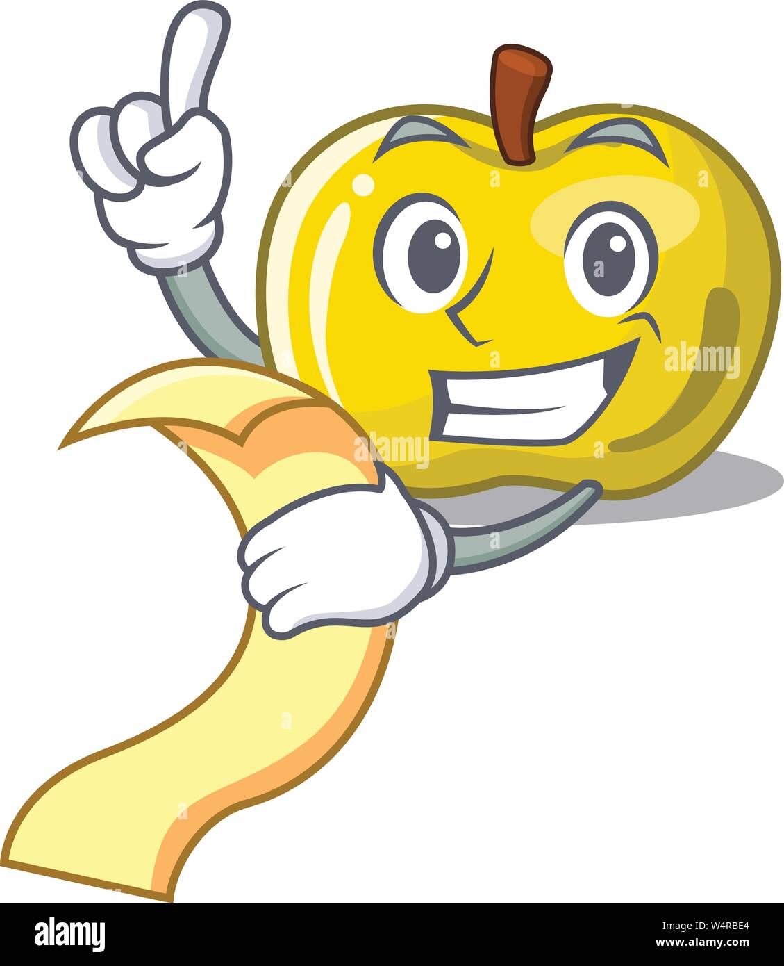 With menu yellow apple isolated with the mascot vector illustration ...