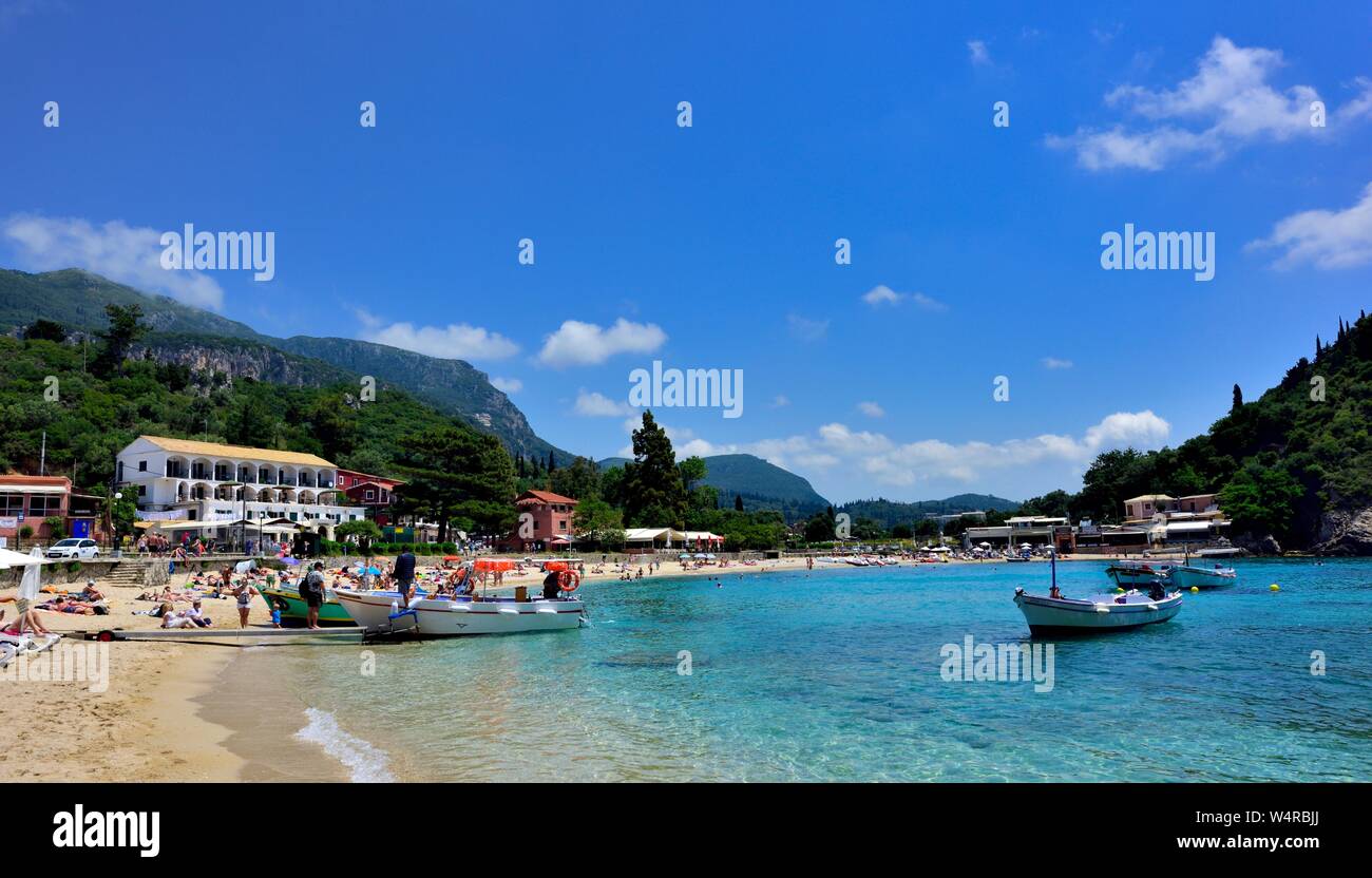 Agios Spiridon Beach,Paleokastritsa,Corfu,Greece Stock Photo