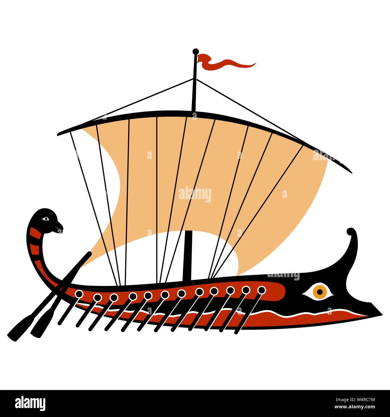 Stylized illustration of an ancient Greek ship. Stock Photo